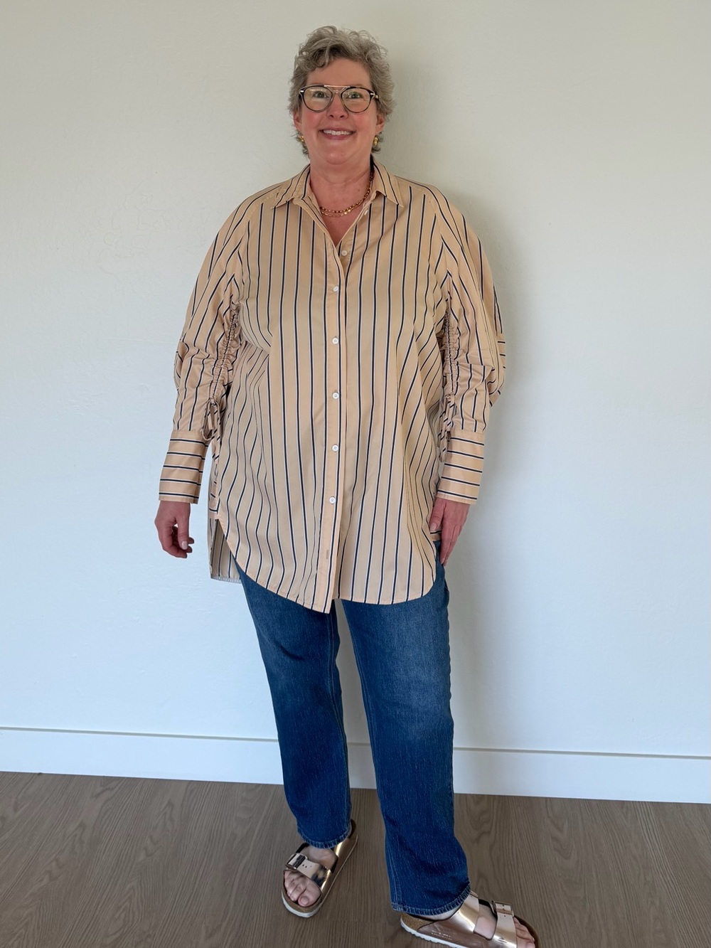Lee Mathews Striped Blouse